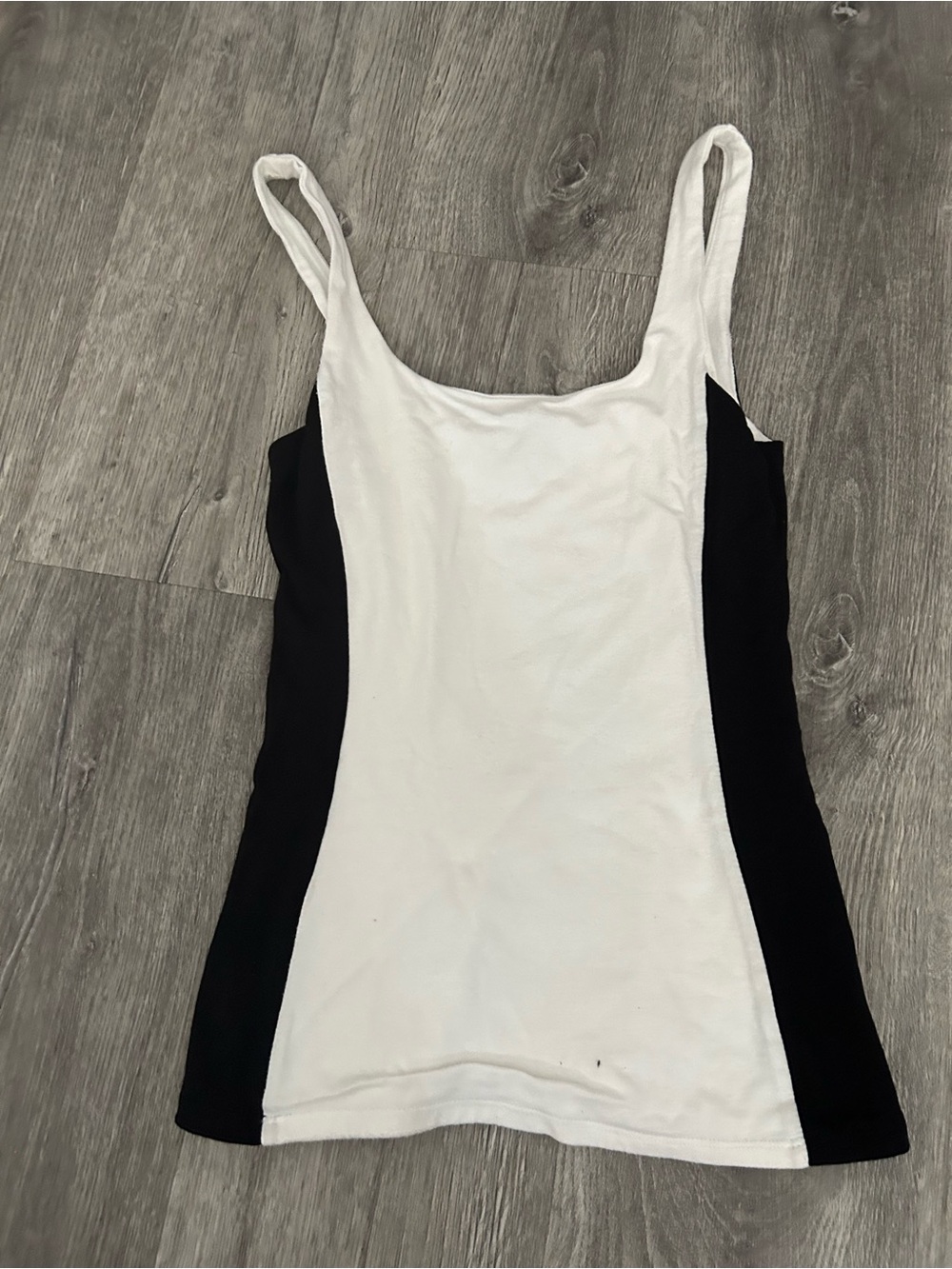 Express White Tank Top with Black Side Panels - Picture 1 of 3